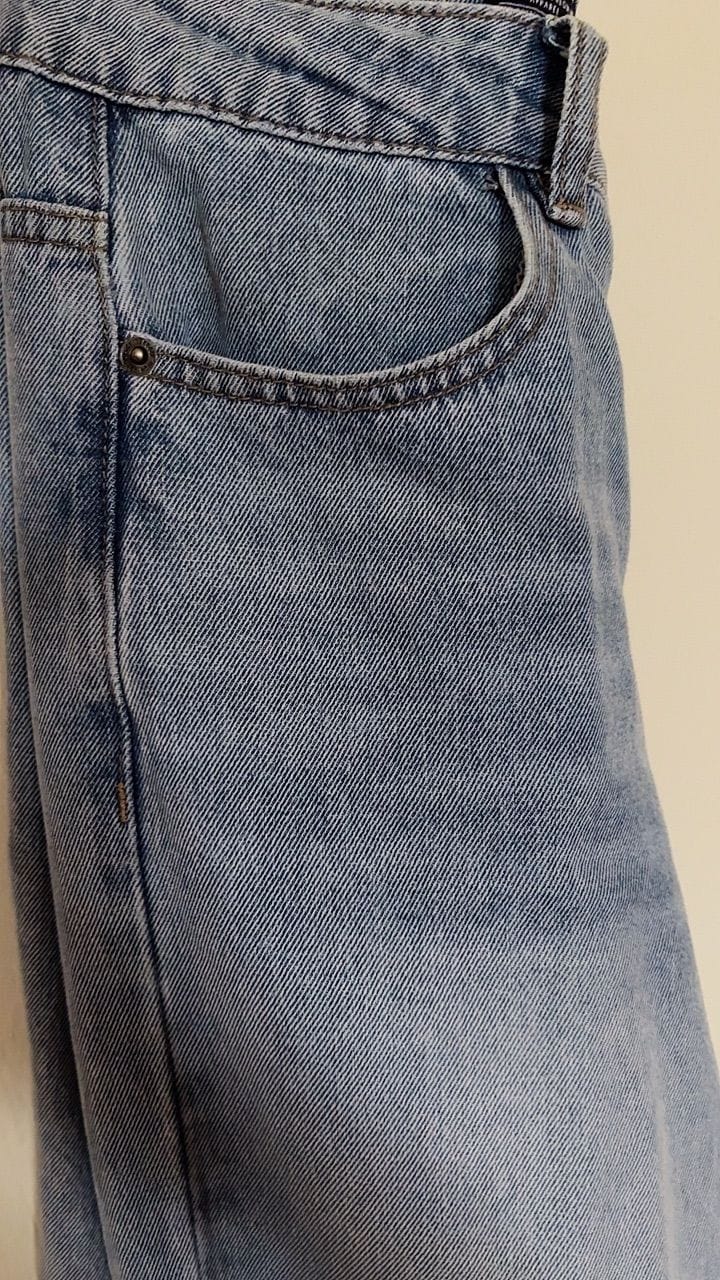 Customer photo review of Wide Leg Mid-Waisted Ankle Length Denim Jeans
