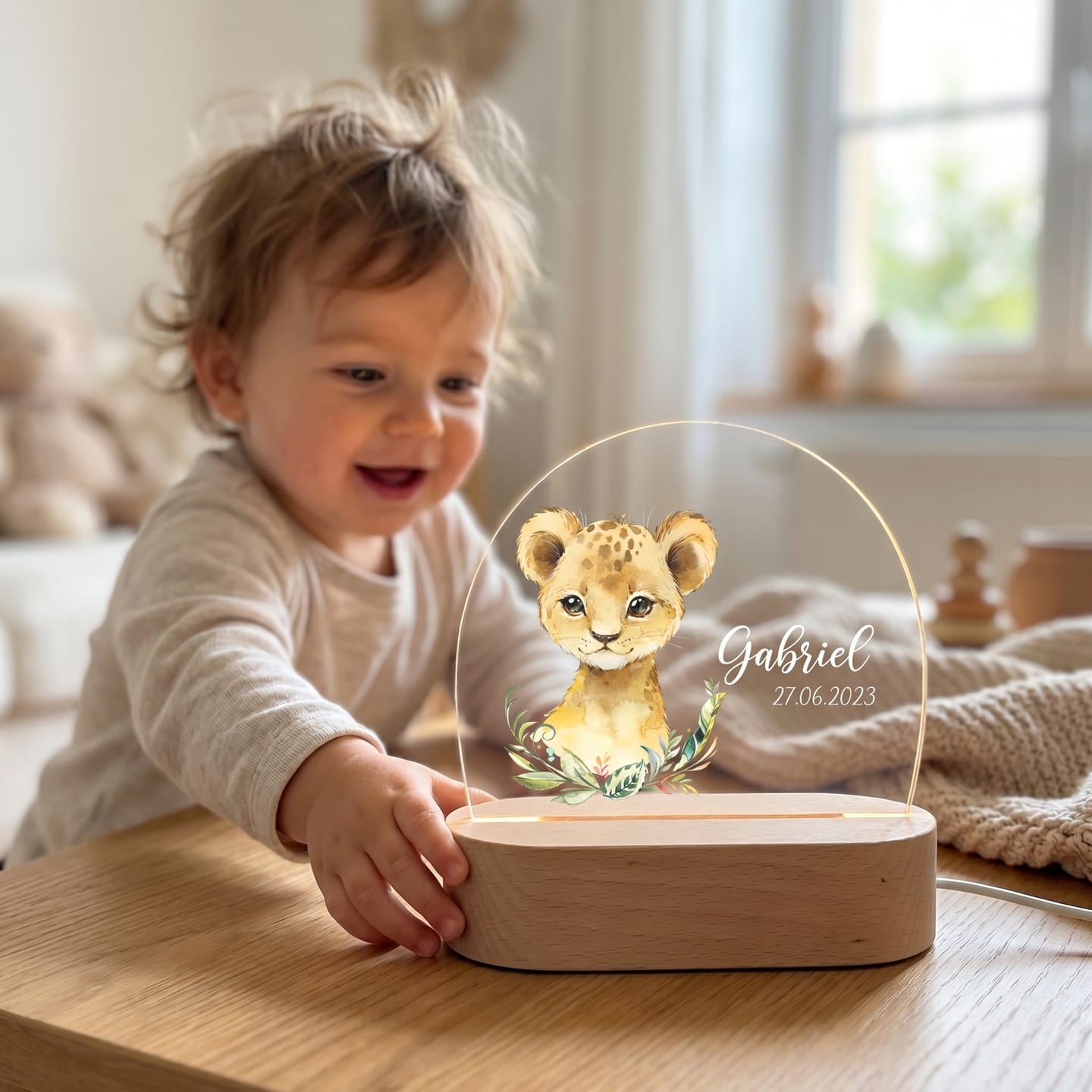 Customer photo review of Veilleuse enfant personnalisée – Petit lion