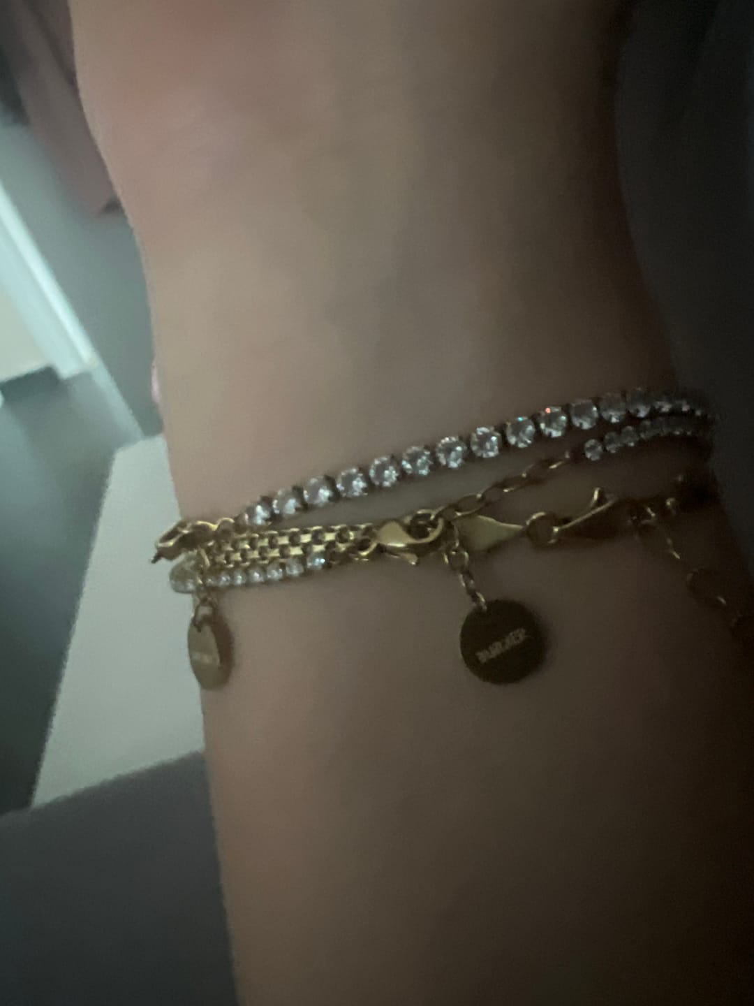 Customer photo review of Ava Petite Gold White Bracelet