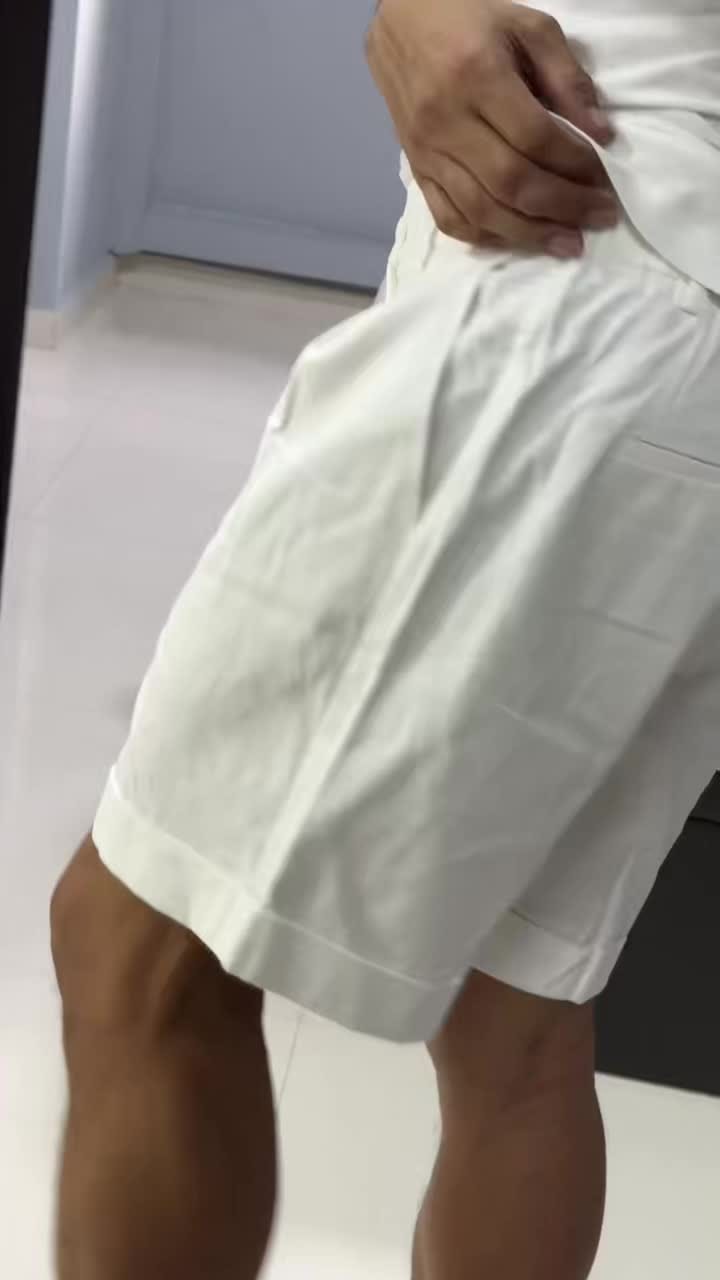 Customer photo review of Double Pleated Waistband Shorts with Cuffed Hem