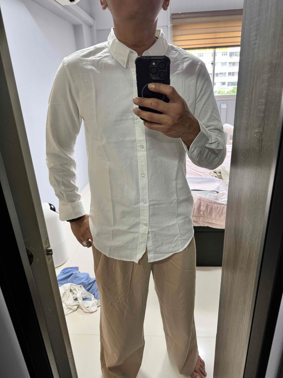 Customer photo review of Oxford Long Sleeve Relax Fitted Shirt - 100% Premium Cotton