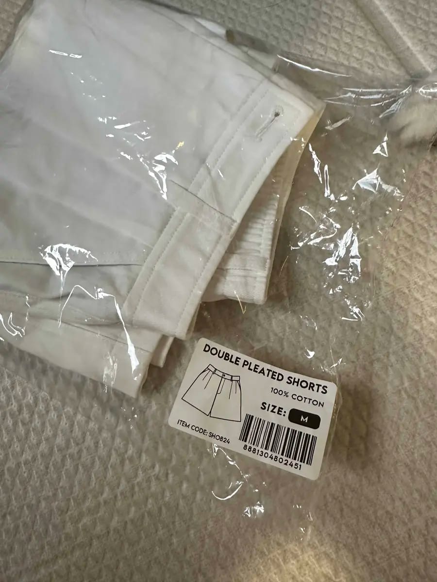 Customer photo review of Double Pleated Chino High-Waisted Shorts
