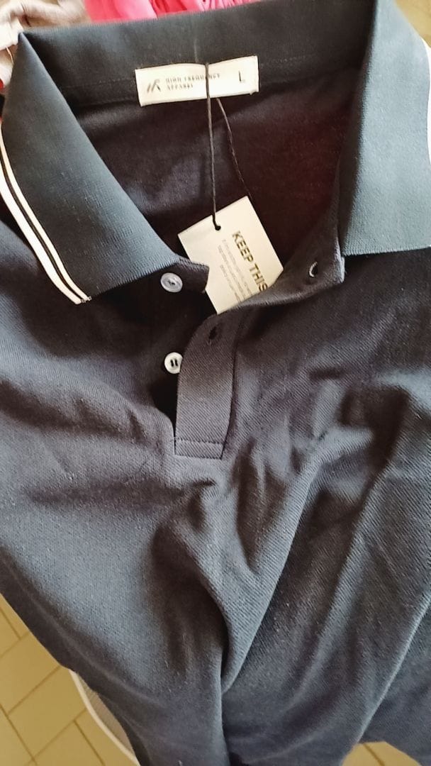 Customer photo review of Striped Collar Piqué Polo – Slim Fit