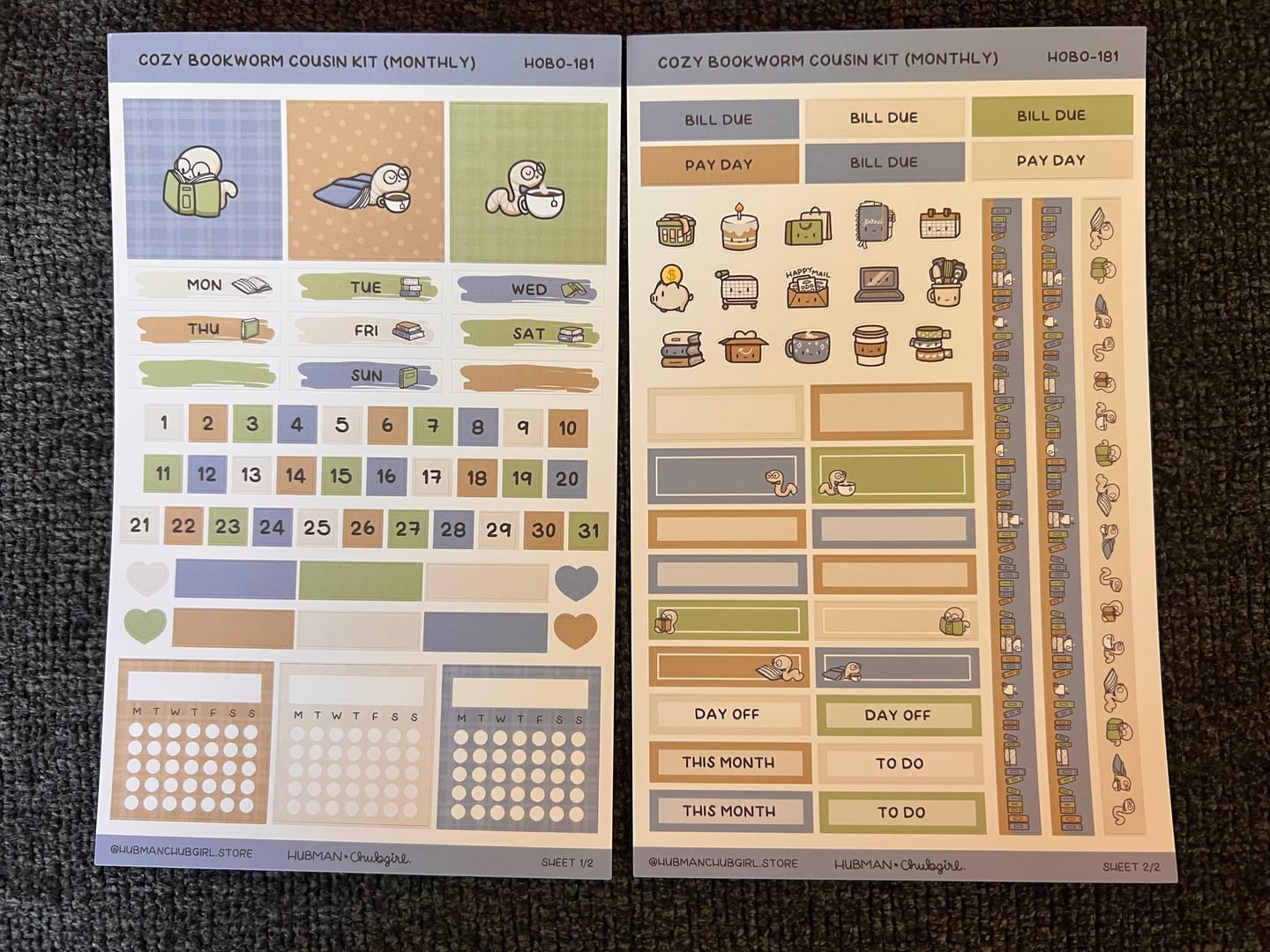 Customer photo review of Cozy Bookworm Theme Hobonichi Cousin Monthly Kit (Set of 2)