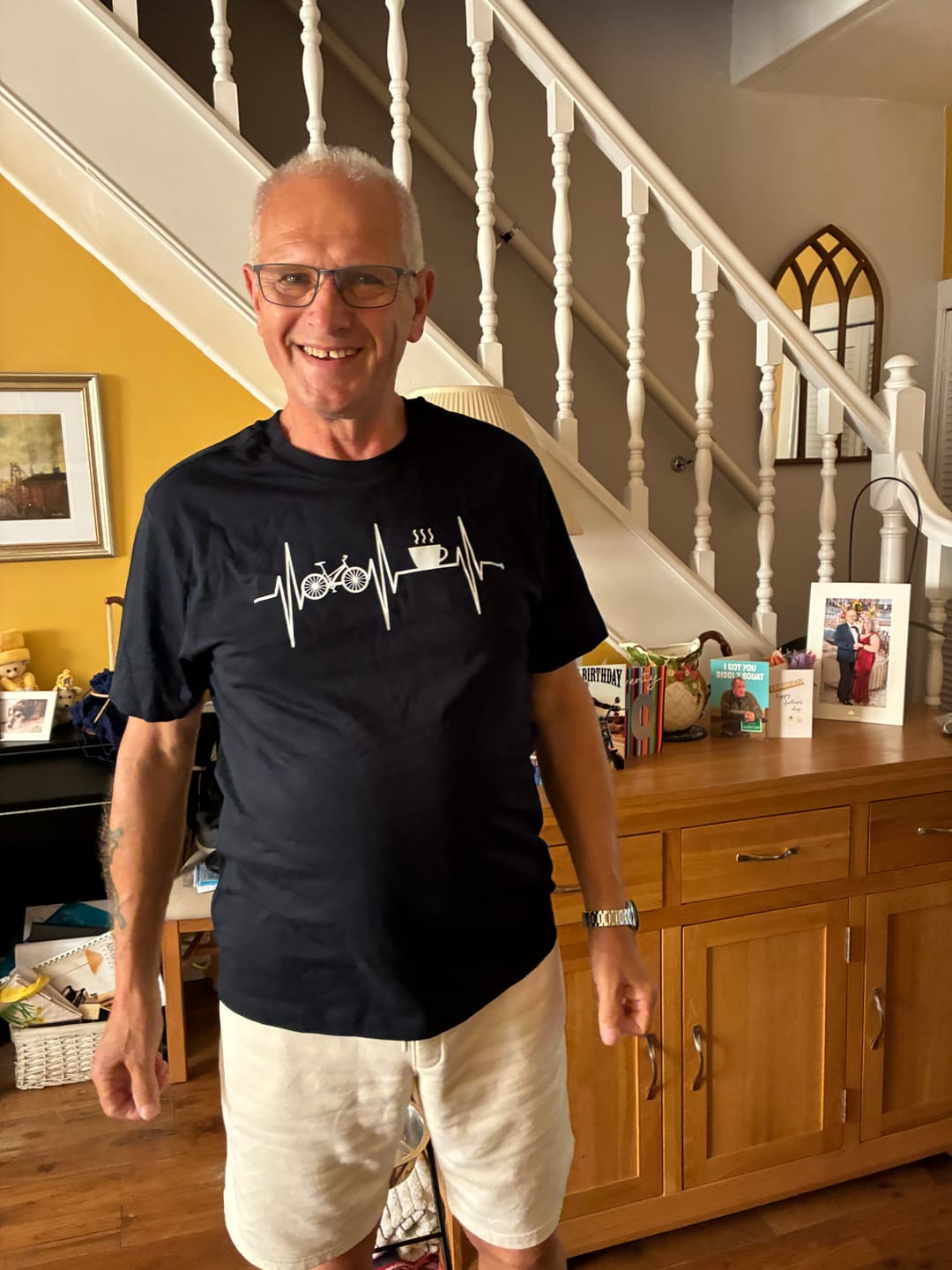 Customer photo review of Cycling and coffee 93 T-shirt