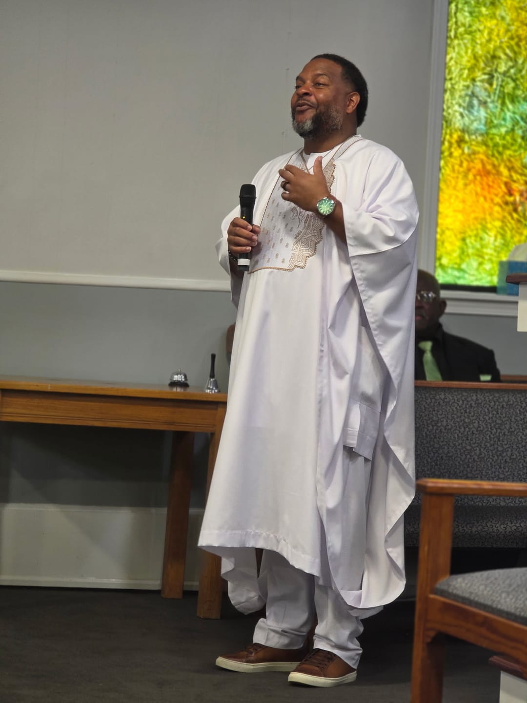 Customer photo review of White Embroidery Detailed Agbada