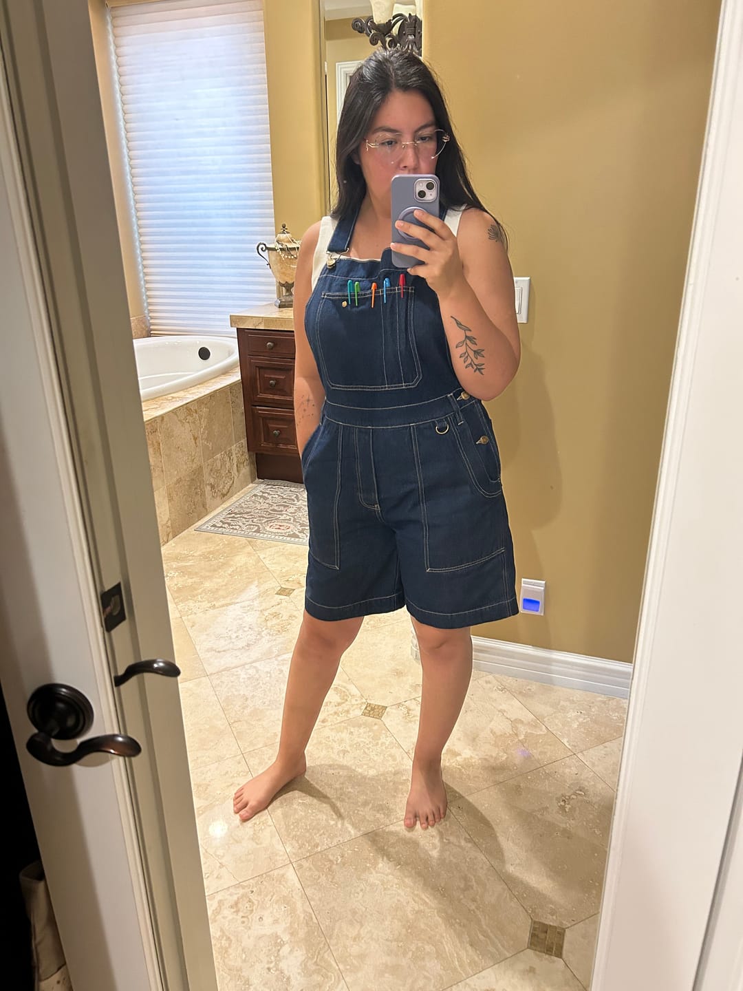 Customer photo review of Denim Cropped Brumby Suit - Mid Blue