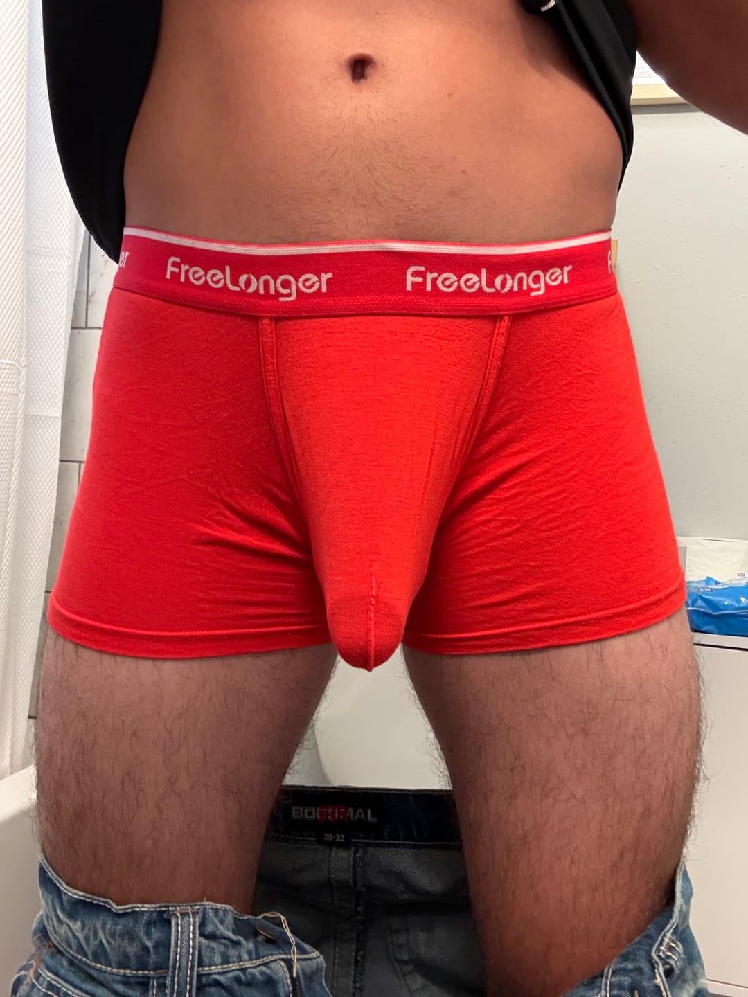 Customer photo review of FreeLonger Men's Comfy Separate Support Pouch Trunks