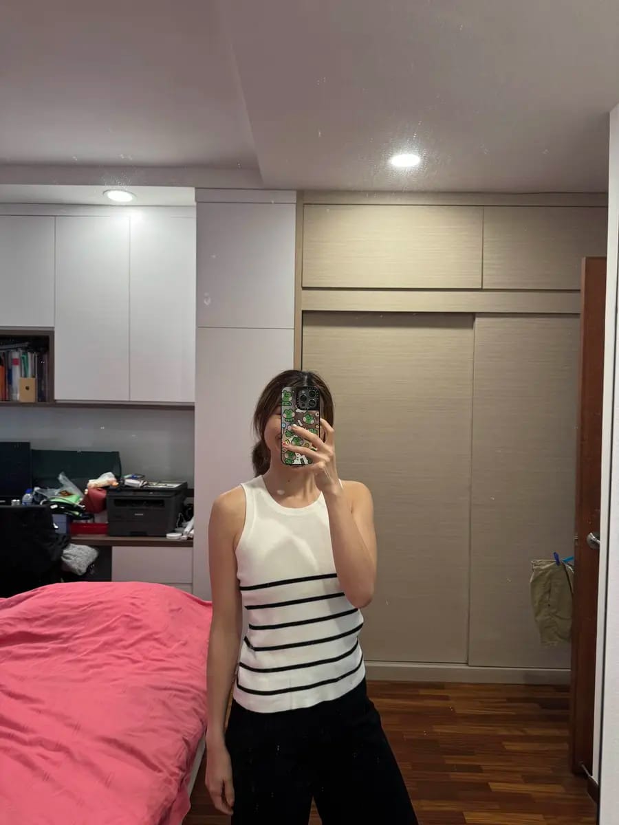 Customer photo review of Half Striped Knitted Tank Top