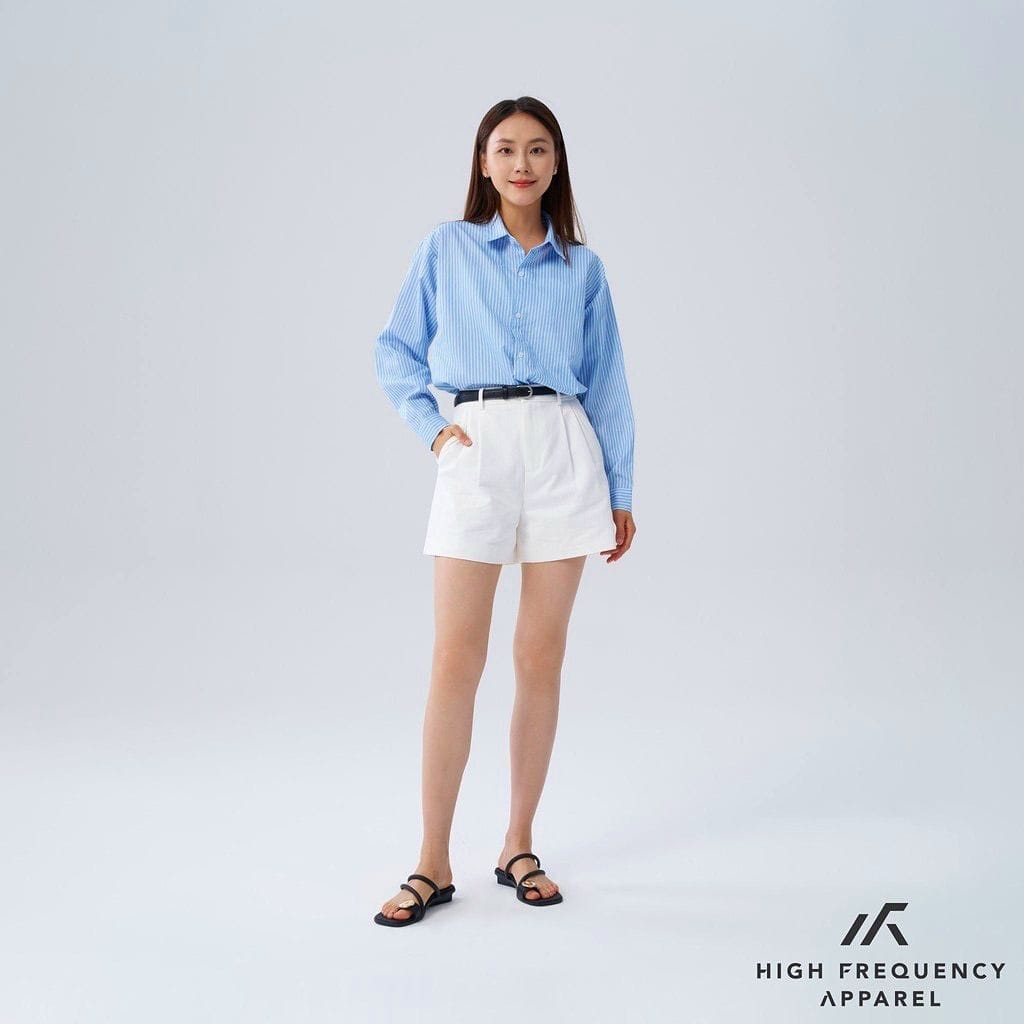 Customer photo review of Double Pleated Chino High-Waisted Shorts