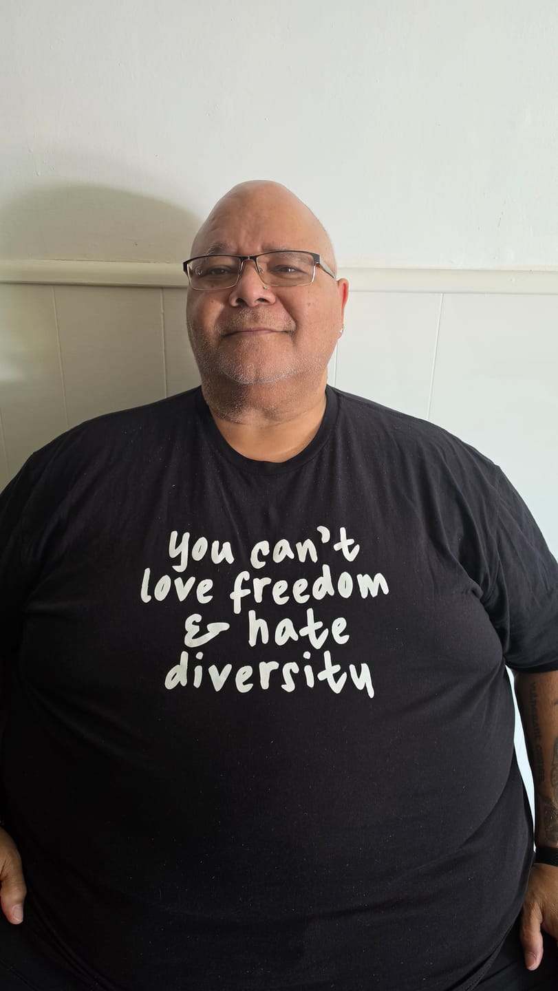 Customer photo review of You Can’t Love Freedom and Hate Diversity Unisex Tee