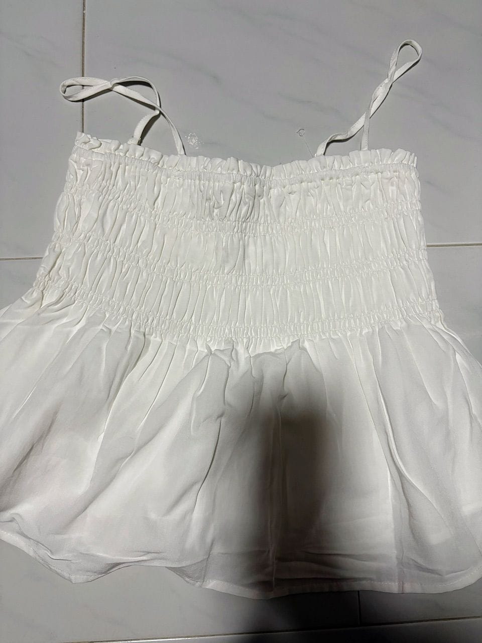 Customer photo review of Smocked 3-Tiered Spaghetti Top