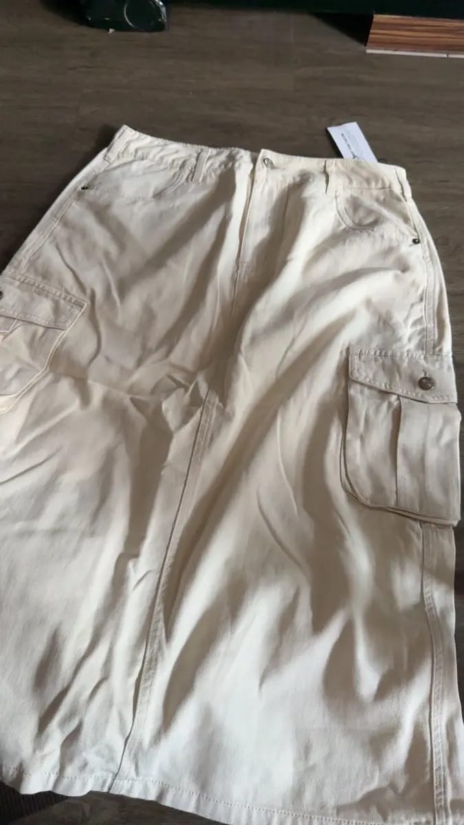Customer photo review of Midi Denim Cargo Skirt