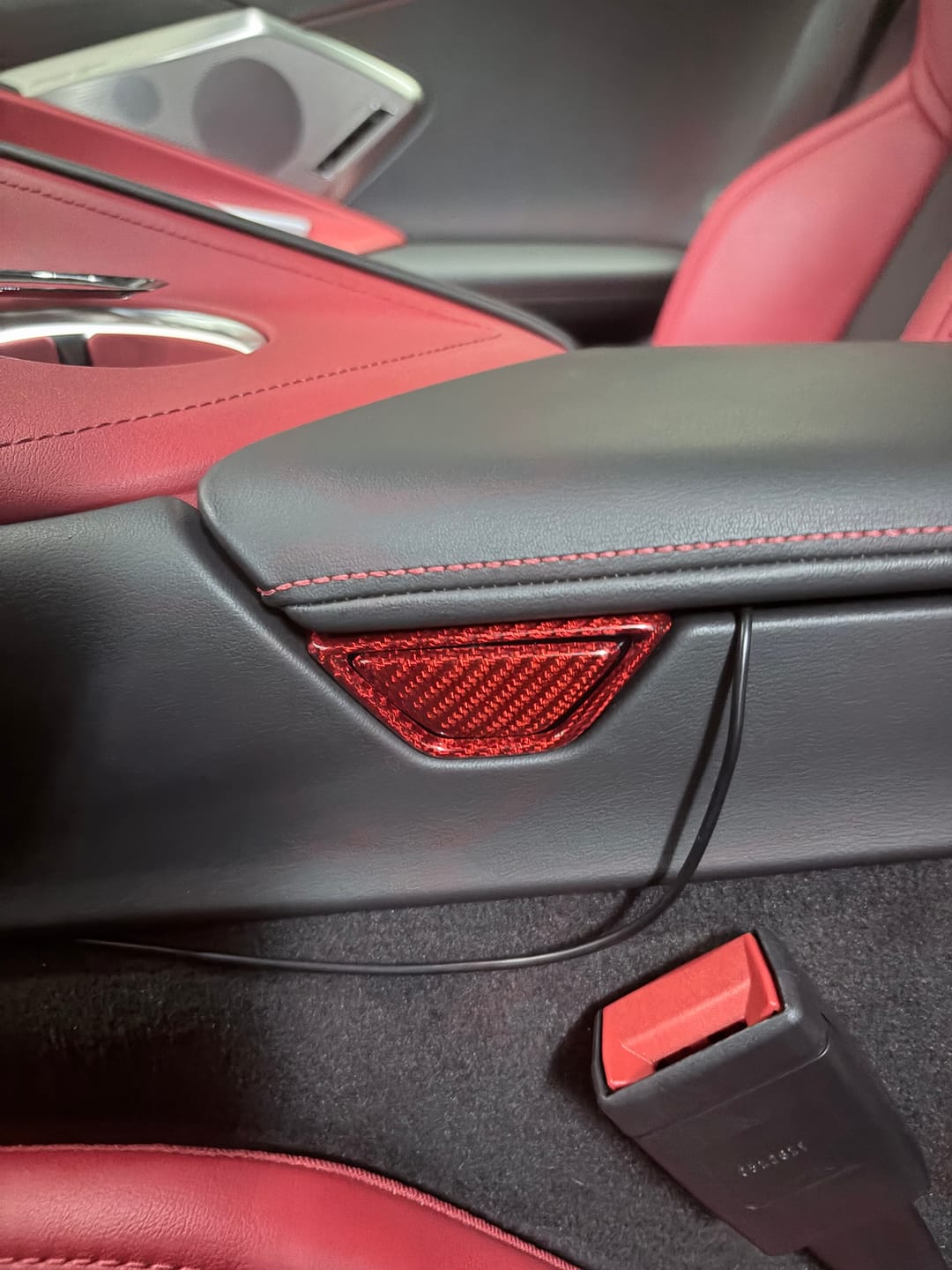 Customer photo review of C8 Corvette Real Carbon Fiber Armrest Button & Trim Covers | Interior Overlay (2020–2026)