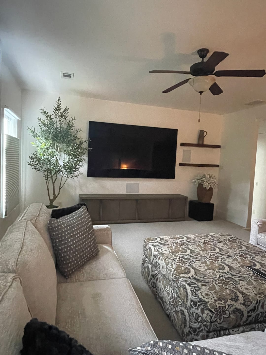 Customer photo review of Modern 3" Thick Pine Floating Shelves