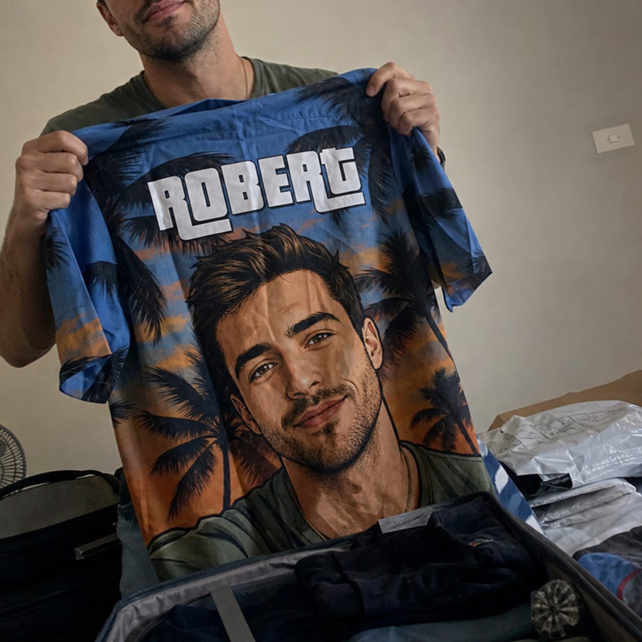 Customer photo review of Custom Photo Sunset Tropical  - Personalized Customized Hawaiian shirt - Gift For Family Members, Best Friends