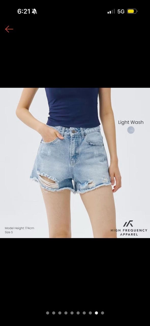 Customer photo review of Distressed Denim Shorts