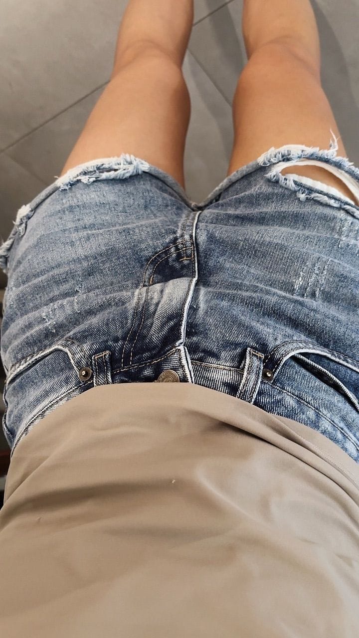 Customer photo review of Distressed Denim Shorts