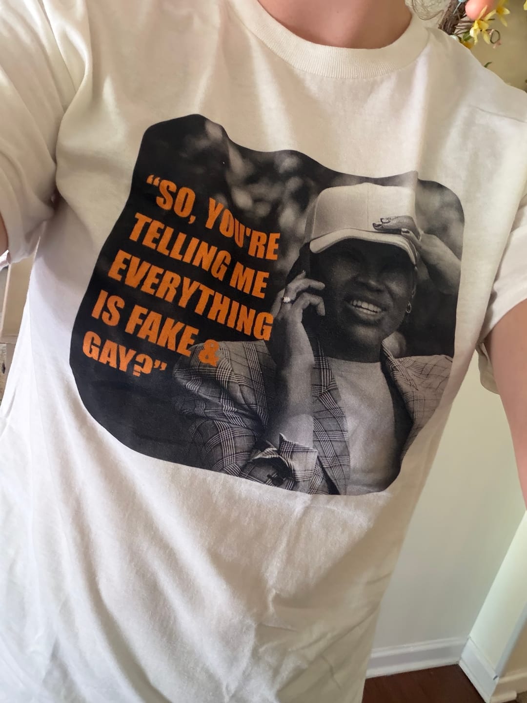 Customer photo review of Fake & Gay T-shirt