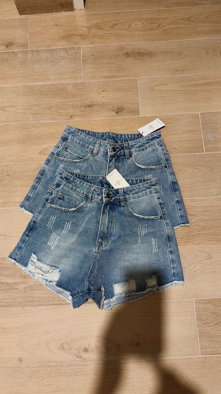 Customer photo review of Distressed Denim Shorts