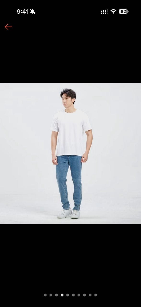 Customer photo review of Straight Cut Cotton Twill Jeans