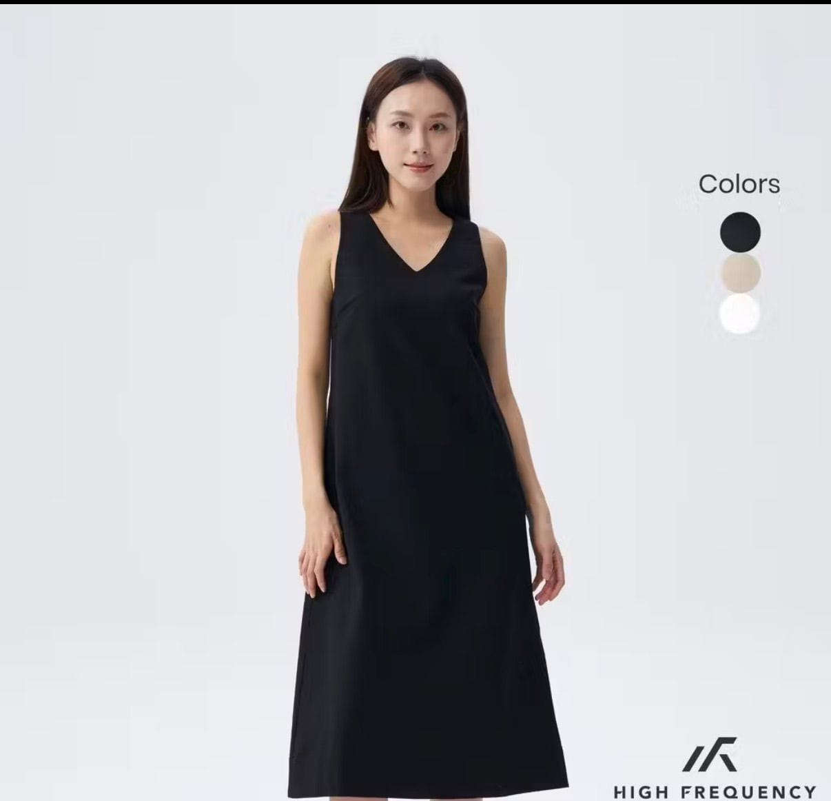 Customer photo review of V-Neck Linen Sleeveless Midaxi Dress With Back Slit