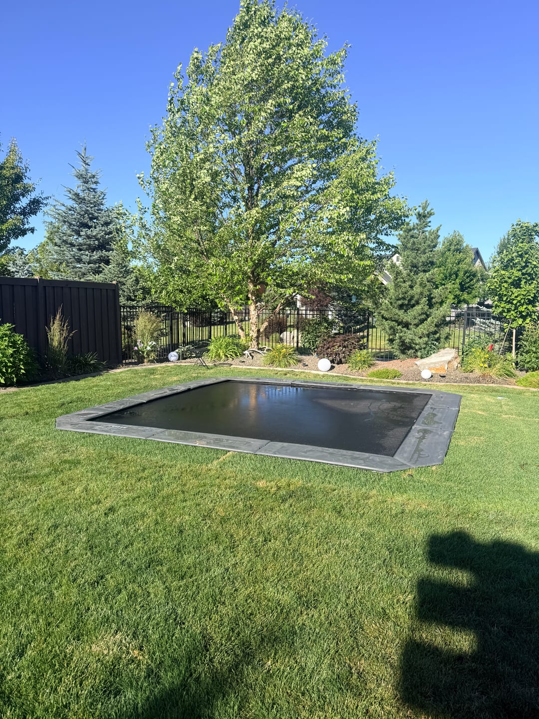 Customer photo review of Summer Bundle! 15x15' Square Pro-Line MAX Avyna In-Ground Trampoline + LED + Cover