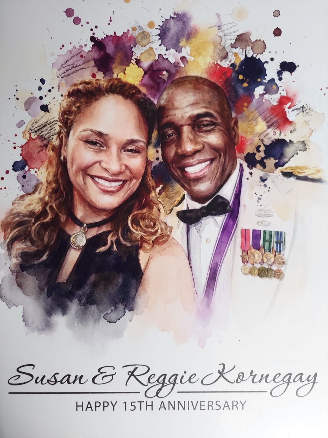 Customer photo review of Personalized Watercolor Metal Portrait
