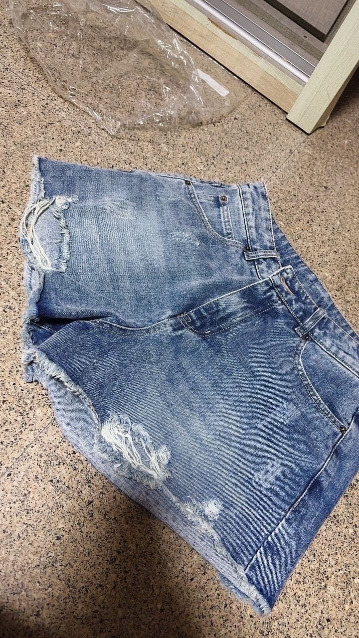 Customer photo review of Distressed Denim Shorts