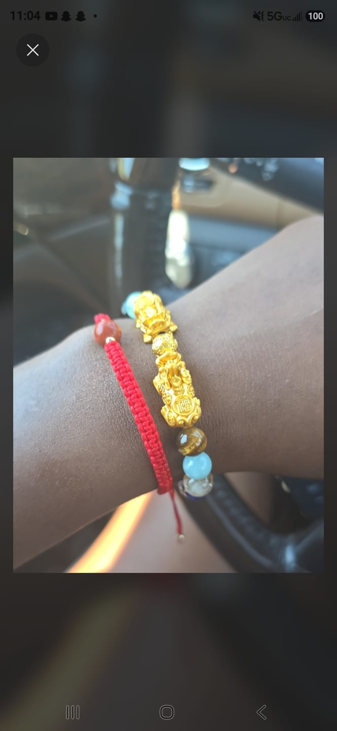 Customer photo review of The Pixiu of Fortune and Success Multi Gemstone Bracelet