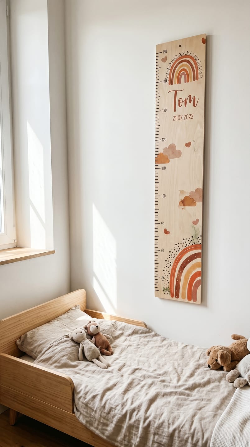 Customer photo review of Toise enfant personnalisée – Arc-en-ciel terracotta