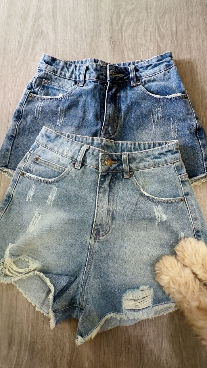 Customer photo review of Distressed Denim Shorts
