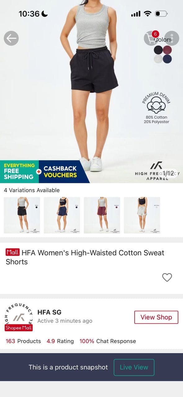 Customer photo review of High-Waisted Cotton Sweat Shorts