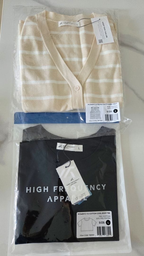 Customer photo review of Striped Knitted Button Vest