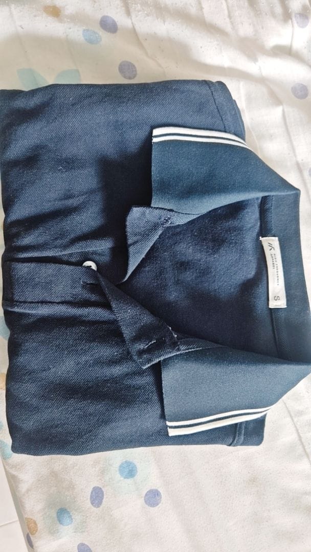 Customer photo review of Striped Collar Piqué Polo – Slim Fit