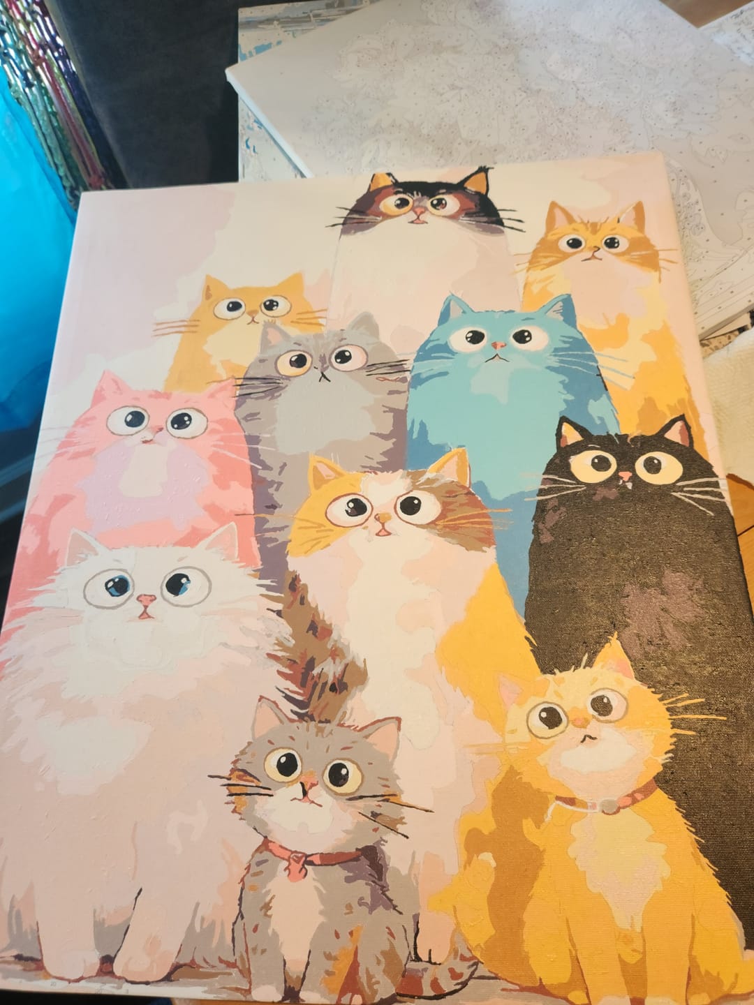 Customer photo review of Paint by Numbers - Enchanting Cat Gang