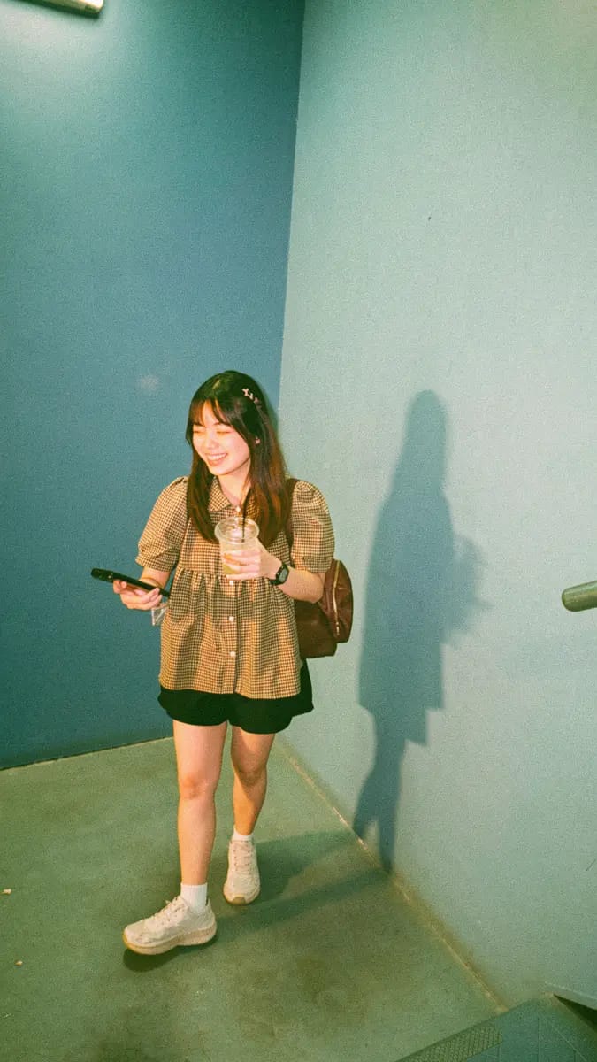 Customer photo review of Long Sleeve Relaxed Drape Shirt With Seashell Buttons