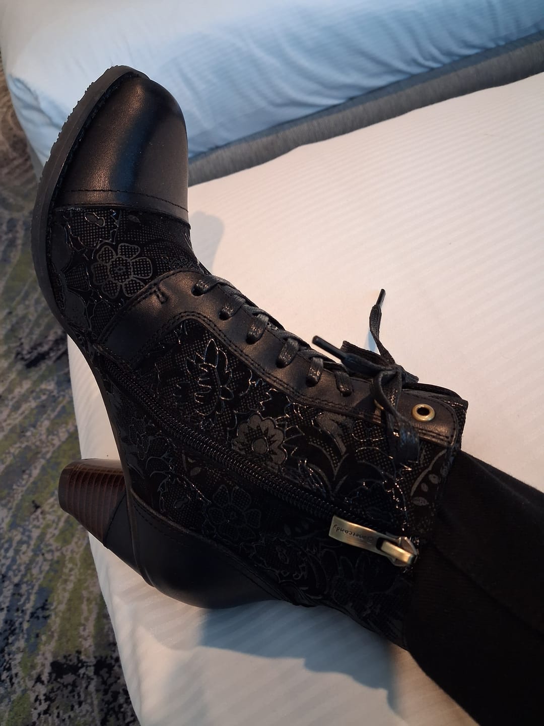 Customer photo review of Timeless Grace Floral Lace-Up Ankle Boots