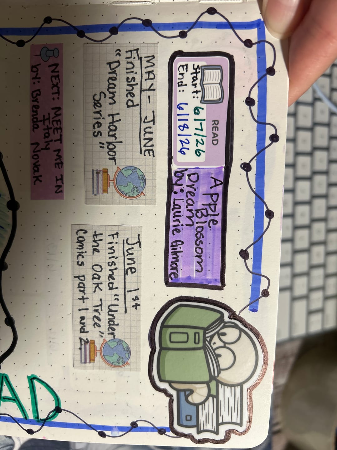 Customer photo review of Books Tracker Planner Stickers