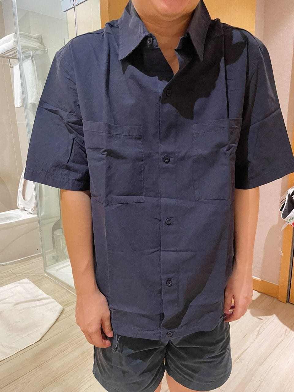 Customer photo review of Oversized Short Sleeve Shirt with Spring Clasp