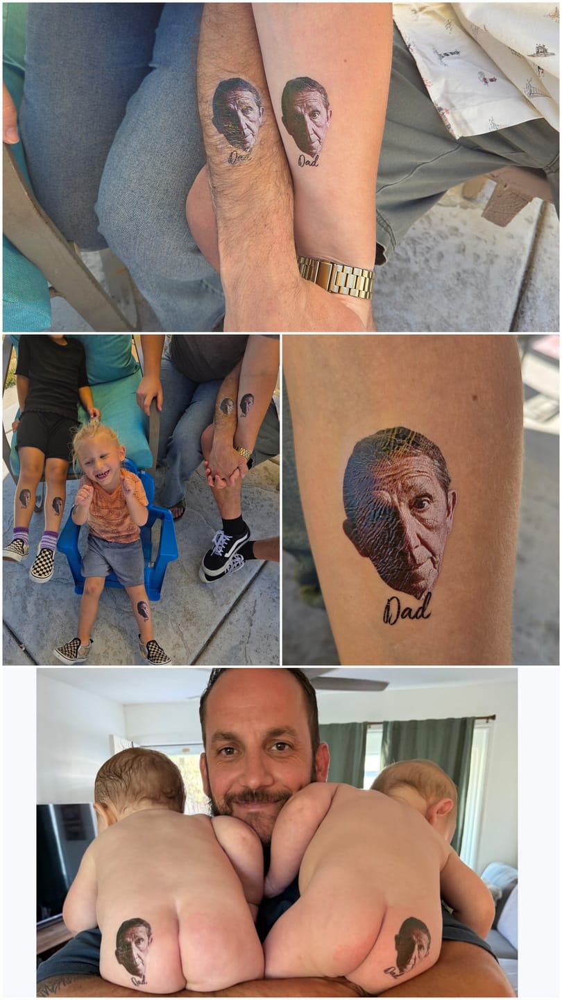 Customer photo review of Face Cut-Out Photo with Text Temporary Tattoo