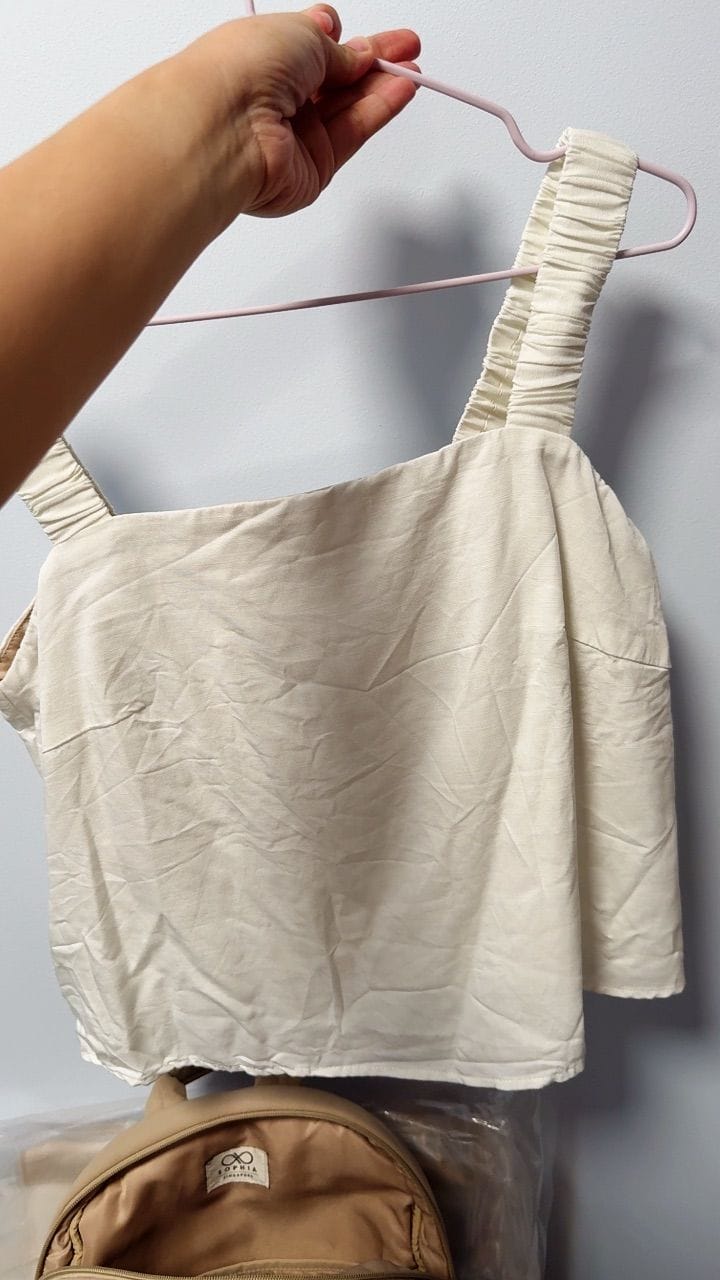 Customer photo review of Padded Sleeveless Top with Ruched Straps