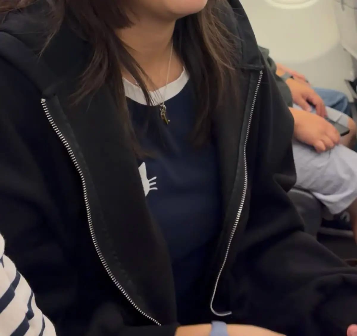 Customer photo review of Cropped Two-Way Zippered Hoodie