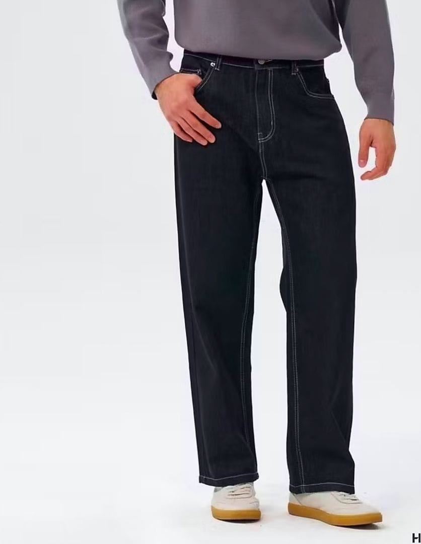 Customer photo review of Straight Cut Dark Denim With Contrast Stitch