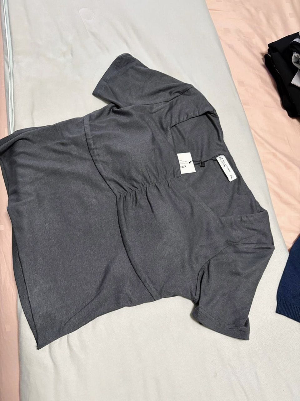 Customer photo review of Soft Stretch Diamond Neck Ruched Padded Tee
