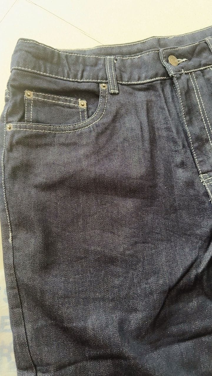Customer photo review of Straight Cut Dark Denim With Contrast Stitch
