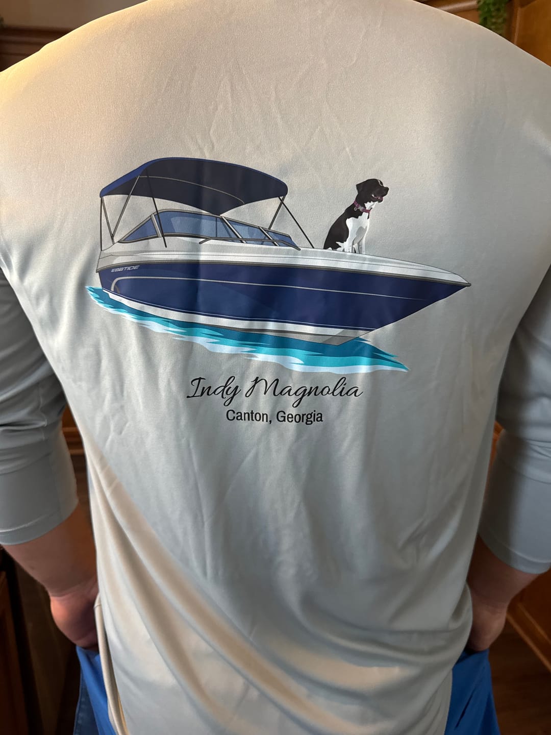 Customer photo review of Dri-FIT Long Sleeve Custom Boat Shirts