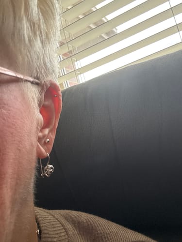 Customer photo review of Filigree Euro Ball Earrings in Sterling Silver