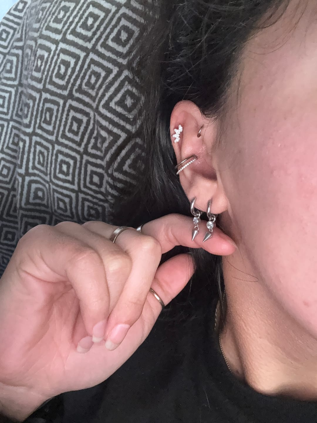 Customer photo review of My Huggies Hoop Earrings