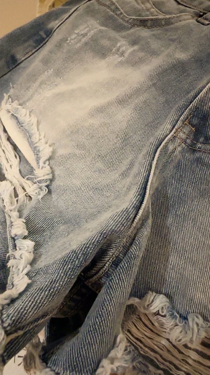 Customer photo review of Distressed Denim Shorts